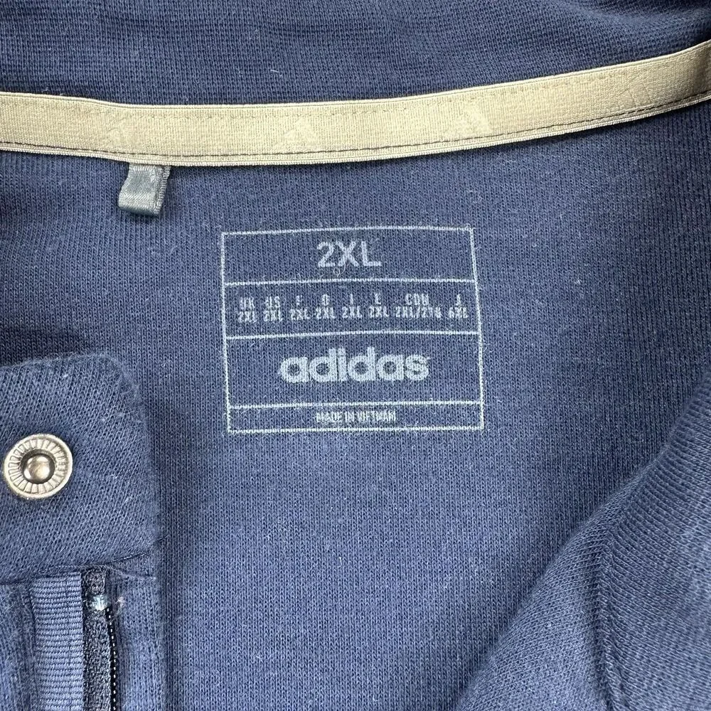 Adidas Sweatshirt Mens 2XL Blue 1/4 Zip Fleece Kangaroo Pocket Pullover